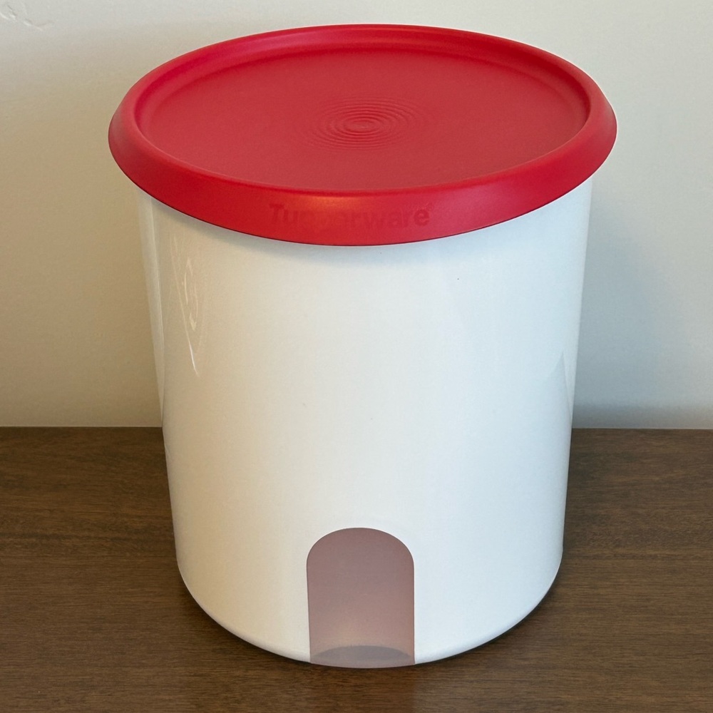 TUPPERWARE ONE TOUCH REMINDER WINDOW CANISTER "D" WITH NEW RED SEAL